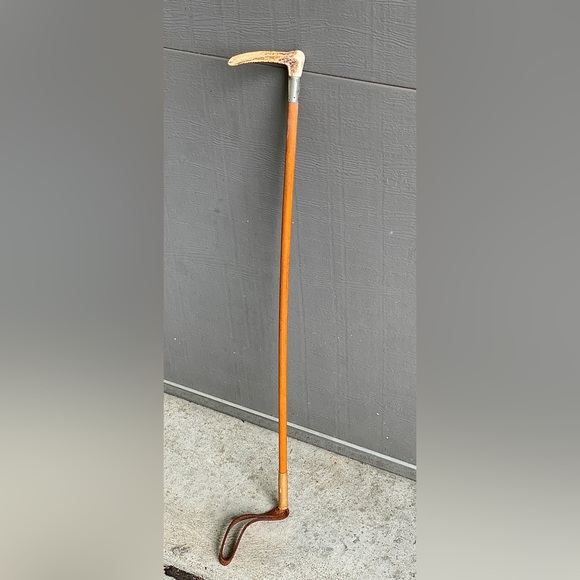 Antique Stag Antler Sterling Silver Wood Leather Horse Riding Crop Equestrian - Picture 13 of 16